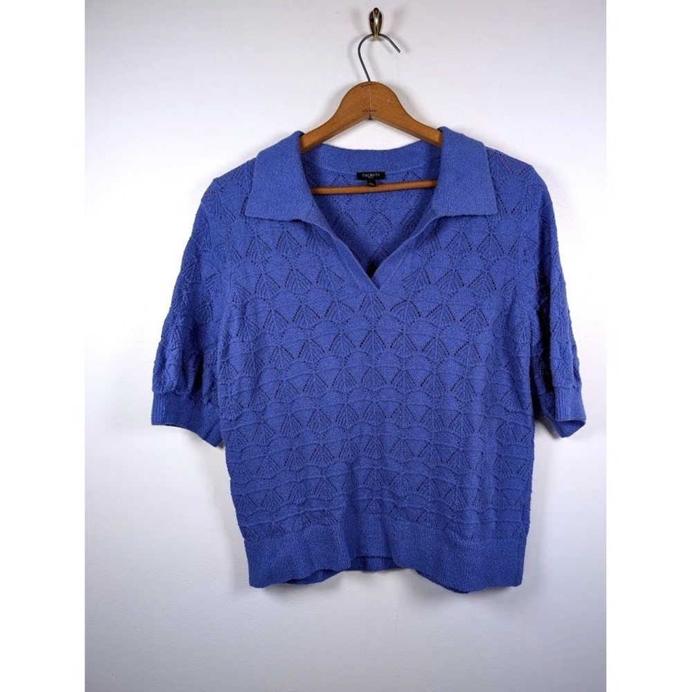 Talbots Sweater‎ Size Large Petite Pointelle Slub Knit Beachy Minimalist Preppy